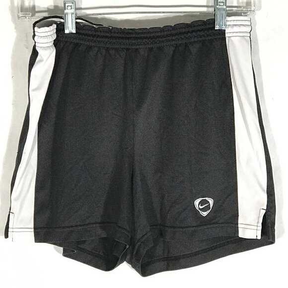 NIKE Womens Sport Athletic Training Workout Black White Stripe Shorts - Picture 9 of 12